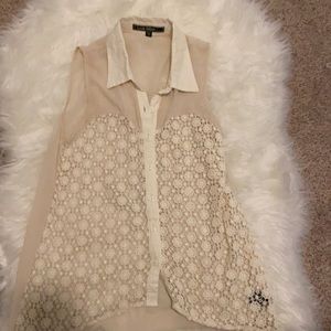 Cream floral textured blouse